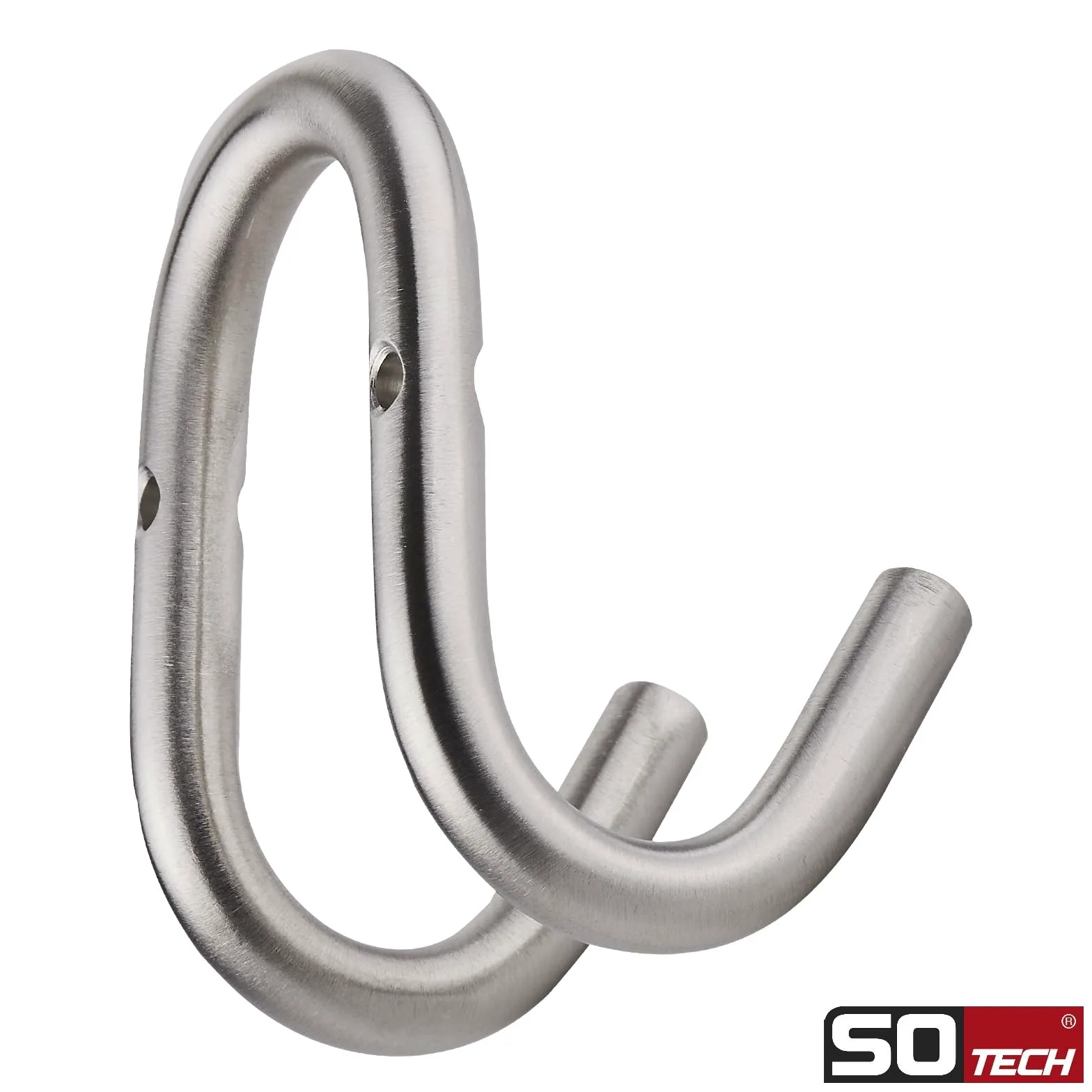 SOTECH Juego de 5 percheros FARA 88 x 51 mm, auténtico acero inoxidable cepillado, ganchos para ropa, ganchos para pared, ganchos para chaquetas