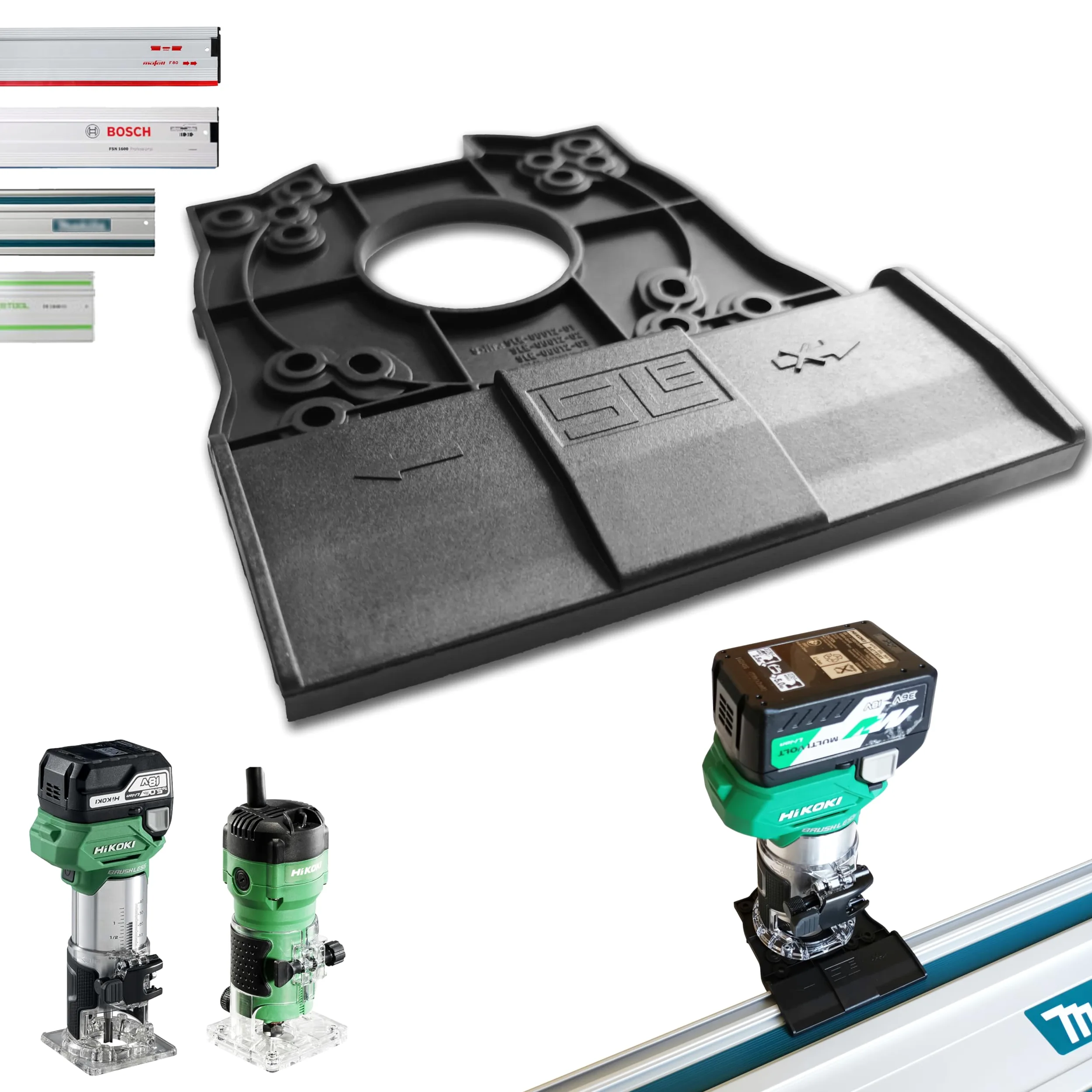 Adaptador profesional para riel guía Hikoki M1808DA para Makita/Bosch/Festool, barra de guía superior, fresadora de cantos adaptador