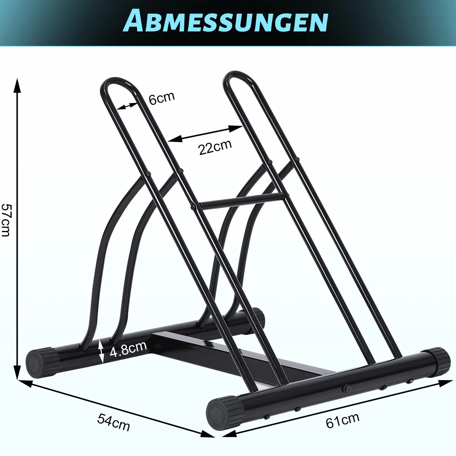 WOLTU Soporte para Bicicletas Exterior 2 Bicicletas Metálico Neumáticos 60 mm Negro
