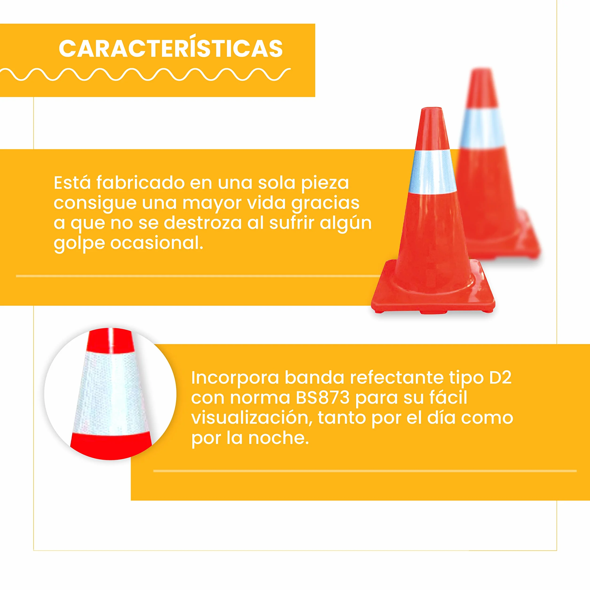 PARKING FACIL | Cono de Señalización de PVC Flexible | Elementos de Balizamiento | Cono de Tráfico | Elementos de Seguridad Vial | Tamaño: 45 cm | 1 Unidad