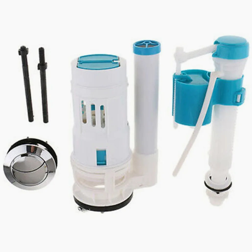 Kit de llenado de Cisterna de Inodoro, Piezas de Relleno de Cisterna de Inodoro de Doble Raso, Kit de baño Universal, Apto para Kits de reparación de Altura de Cisterna de 18 a 24 cm