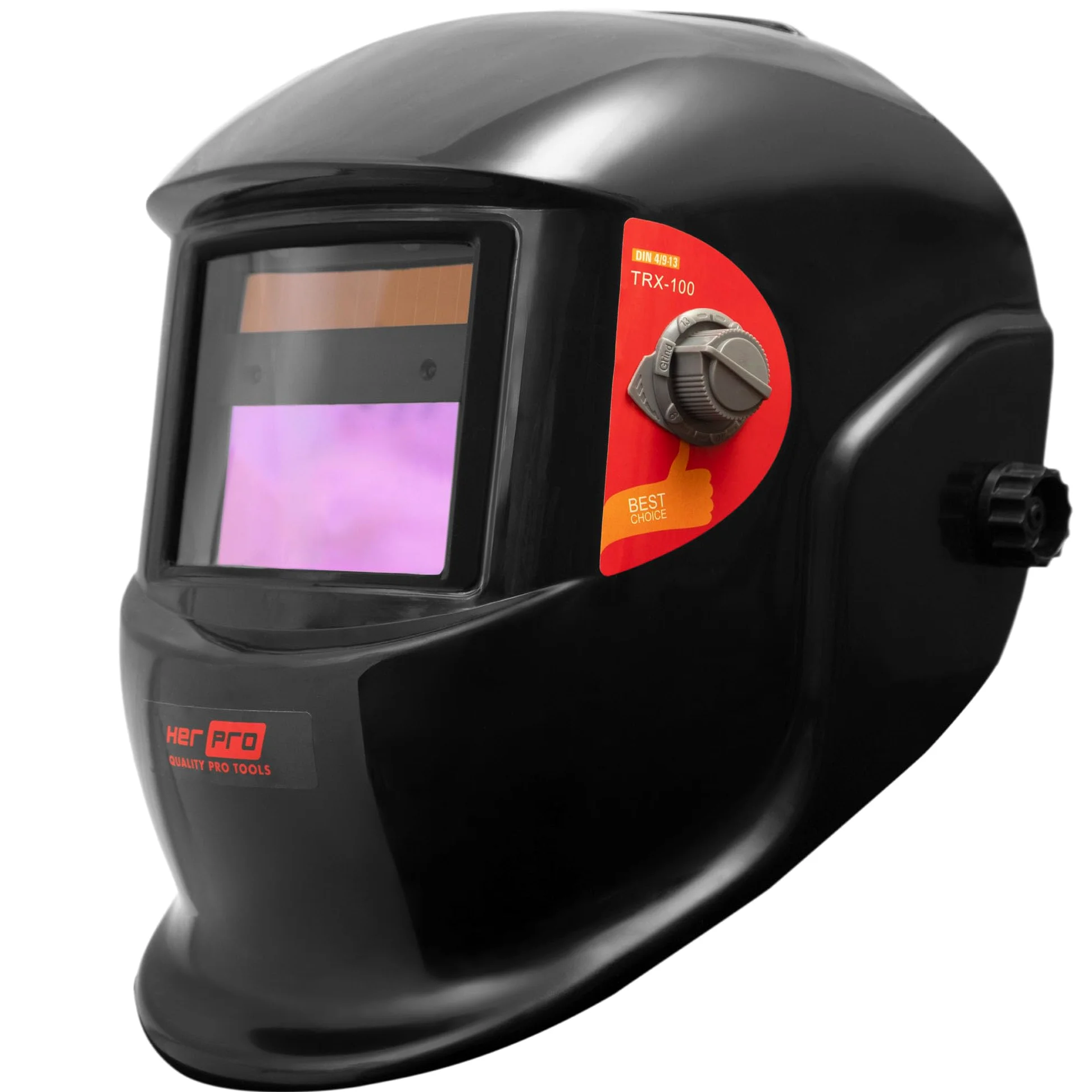 HERPRO TRX-100 Careta de soldar automatica con regulacion de Sensibilidad - Oscuridad 9-13 y Retardo, valida para MMA TIG MIG