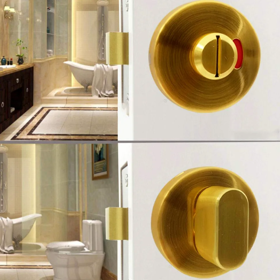 Serradura de puerta de acero inoxidable para baño, girar y soltar, con indicador de privacidad, cerrojo libre ocupado para inodoro, cuarto de baño