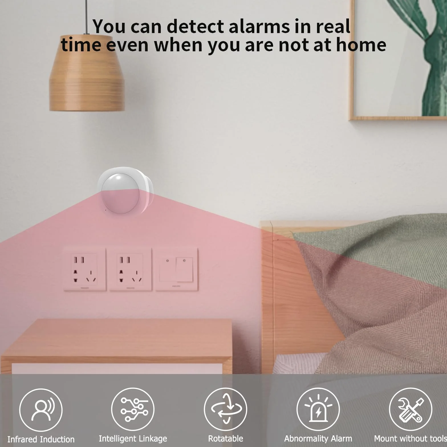 Zigbee 3.0 Human Presence Sensor, Detector de Movimiento Zigbee 3.0, Detector de Movimiento, Sensor de Alarma Antirrobo, Ángulo detección 120º, Control App, Support Alexa, Smart Life, Tuya