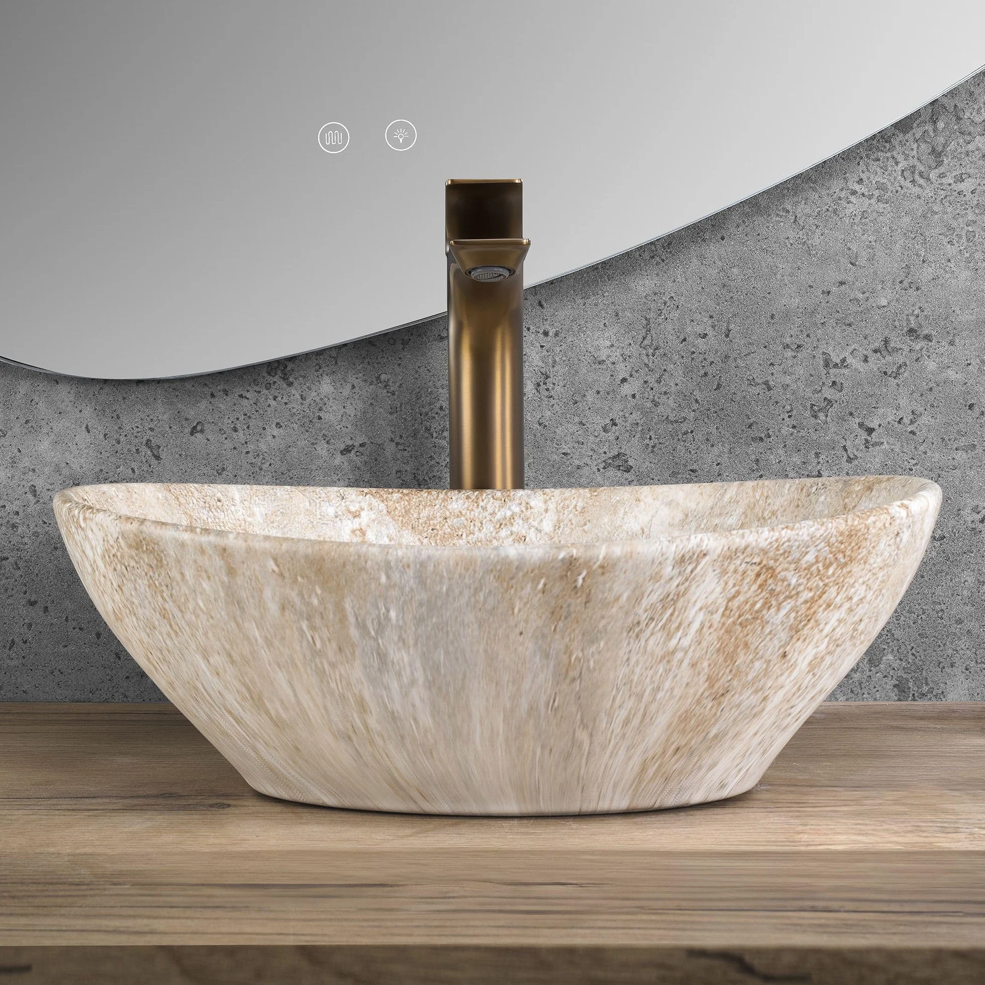 Lavabo Sobre Encimera Rea Sofia Savana Matt Beige 41X34,5X15Cm