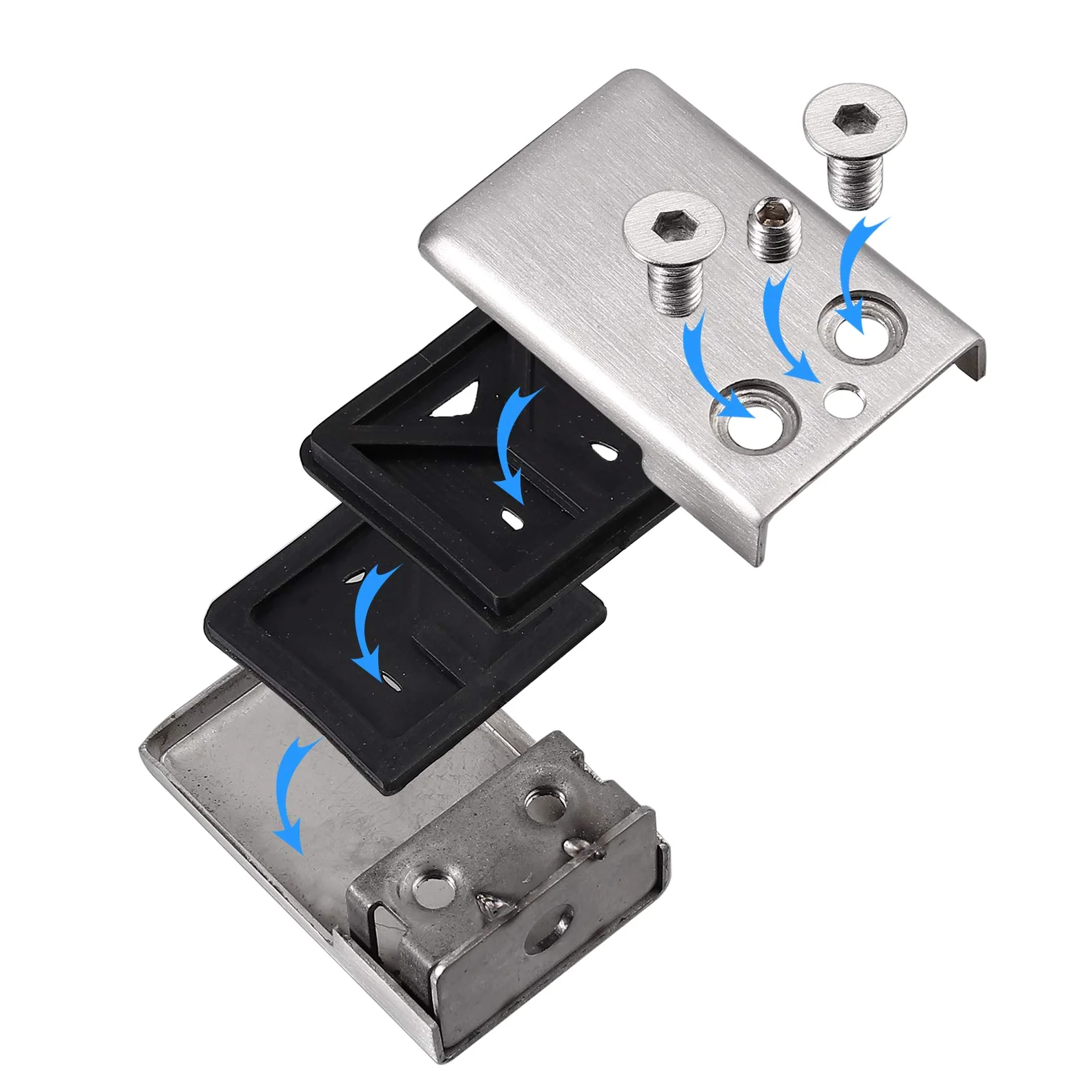 Proster Abrazaderas de Cristal 8PCS Clips de Vidro Cuadrado Acero Inoxidable 304 Glass Clamp Abrazaderas para Barandilla Escalera Pasamano-Satinado 11/12mm