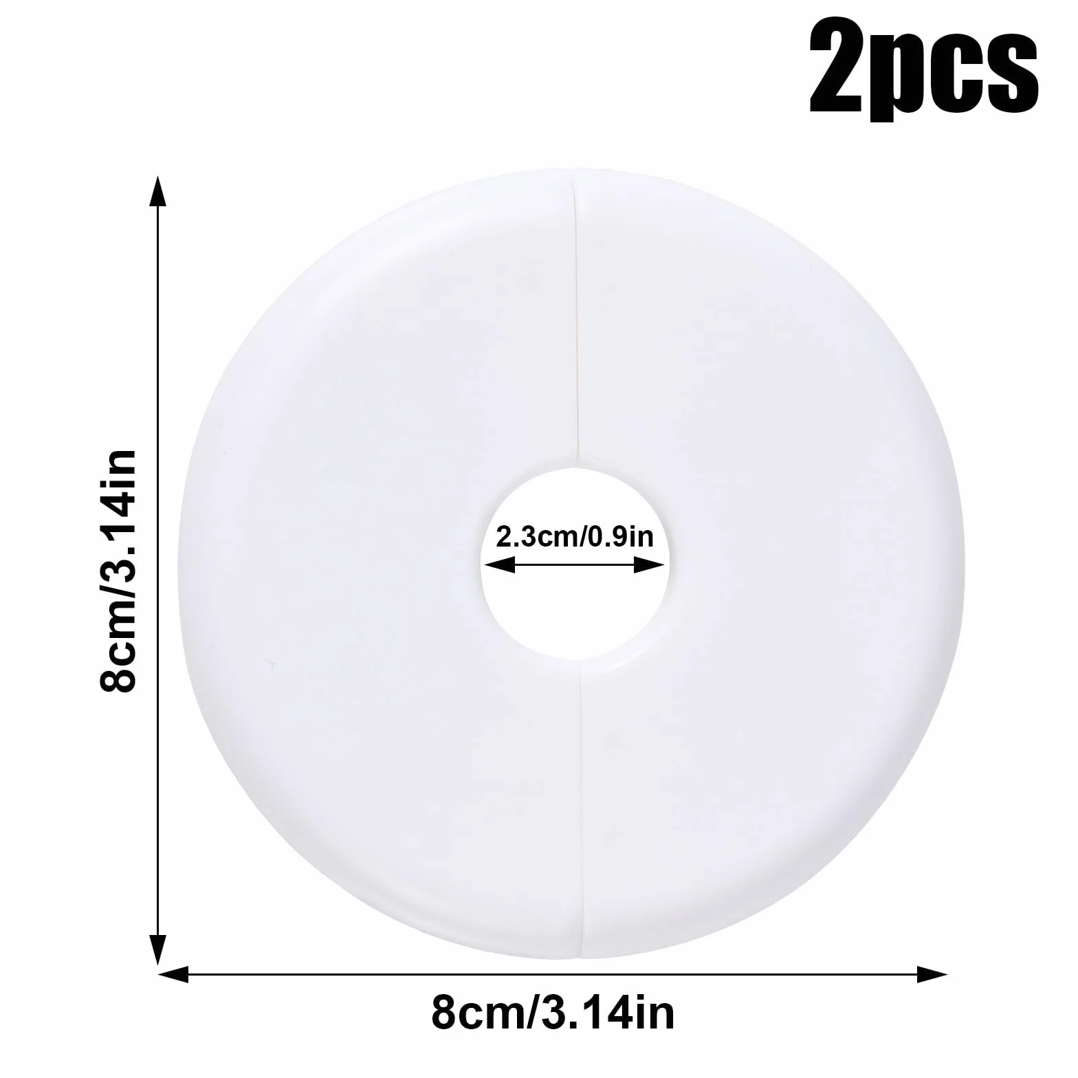 2uds Brida de Pared Dividida, Placa de Escudo Redonda de ABS Placas de Cubierta de Plomería para Accesorios de Decoración de Grifo de Tubería de 23mm de Diámetro (Blanco)