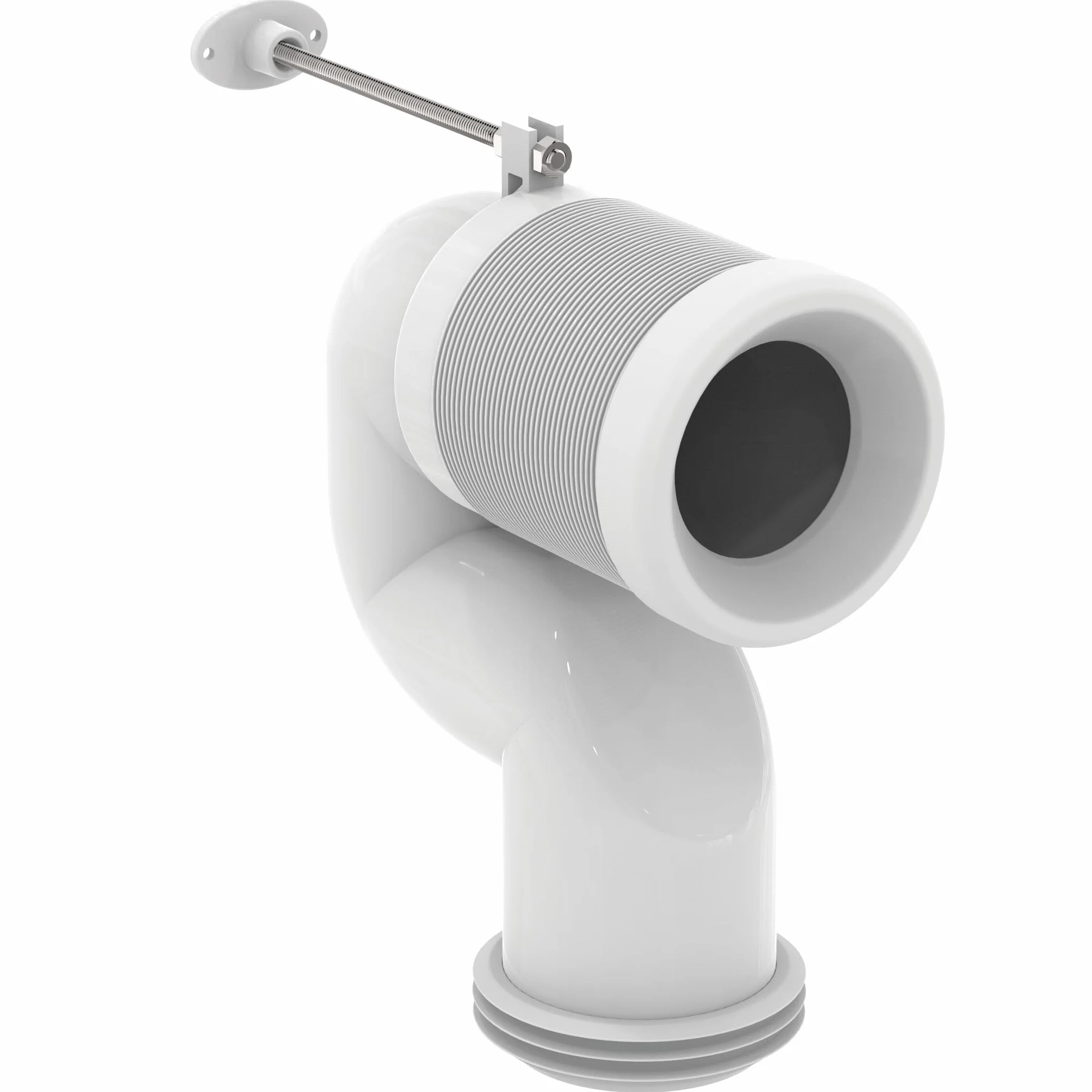 Ideal Standard Accesorio de conexión universal para inodoro, curva de 90 grados, extensión de tubo de descarga para inodoro con salida vertical, longitud ajustable, acabado neutro