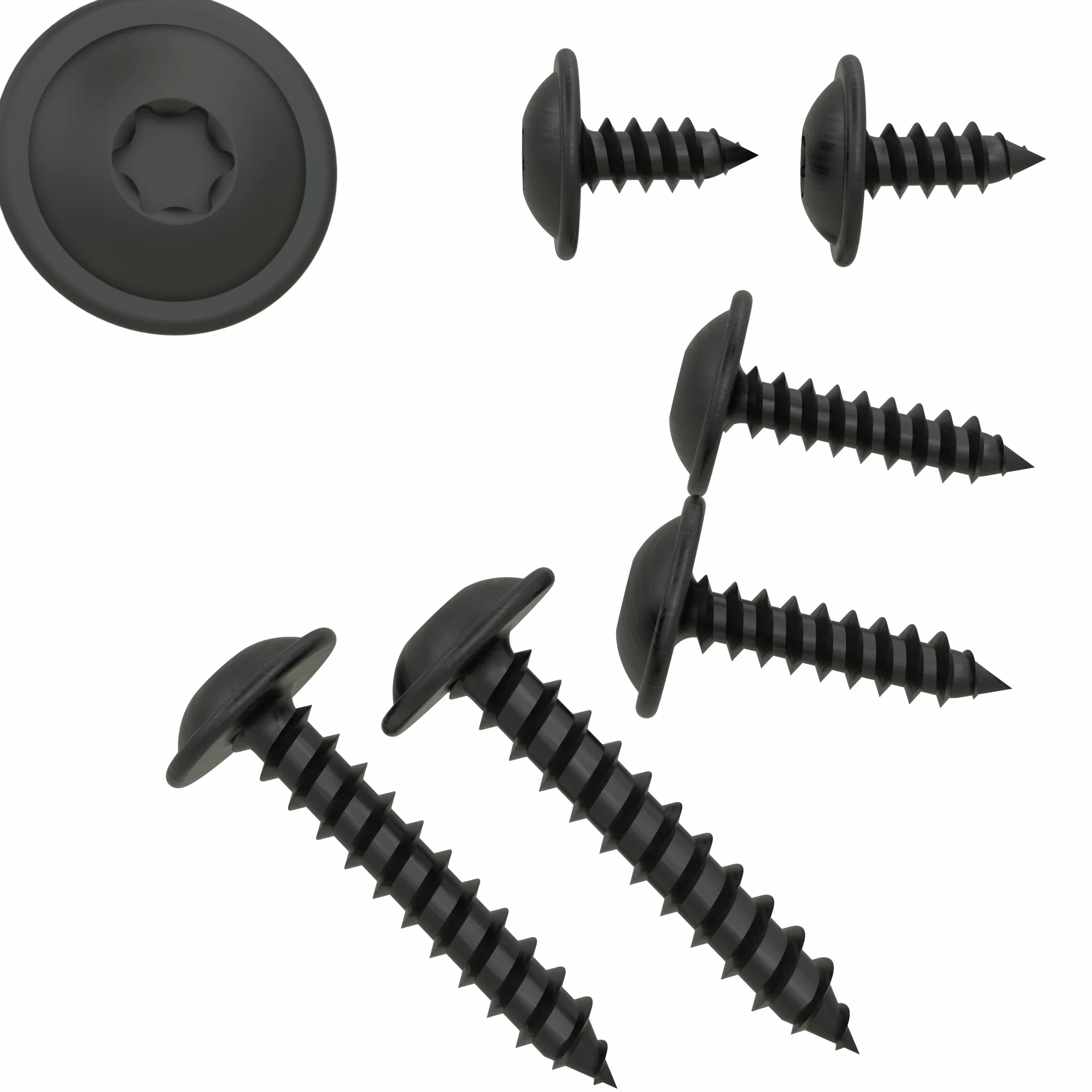 100 AUPROTEC Tornillos de Chapa 4,8 x 25 mm TORX con Cabeza de arandela Tornillo alomado cincado Negro DIN 7049-4,8 x 25 mm, 100 Piezas