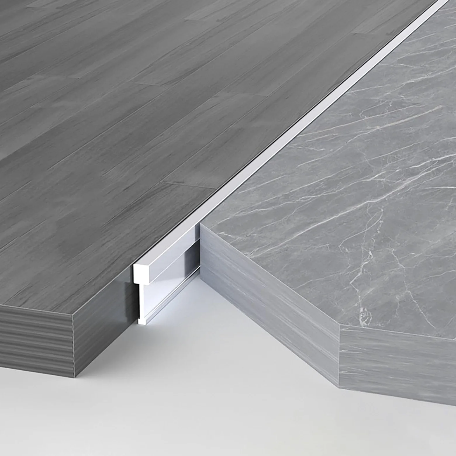 Perfil En T Para Transición De Suelo De Aluminio Para Puertas, 2 Piezas De 125cm, Ideal Para Uniones Entre Suelos Laminados Y Cerámicos, Transición Perfecta Sin Desnivel(Silber,Breite: 2.9 mm)