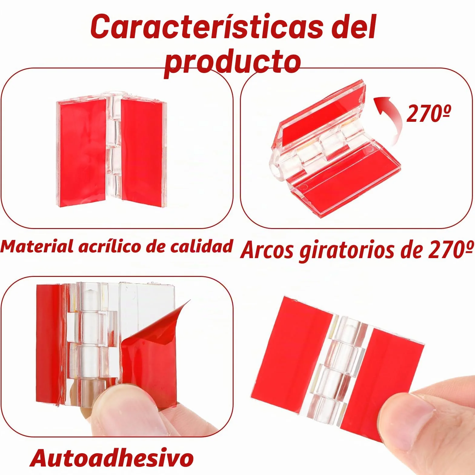 Bisagras de plástico transparente autoadhesivas, bisagra de piano continua, bisagra plegable para muebles y acuario
