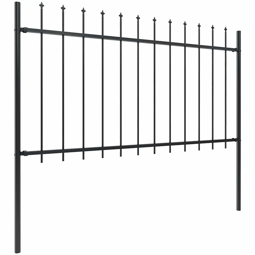 vidaXL Valla de Jardín con Puntas de Lanza Acero Cercado de Metal Paneles Valla Barrera Perimetral Segura Ocultación Decorativa Estable Negro 1.7x1m