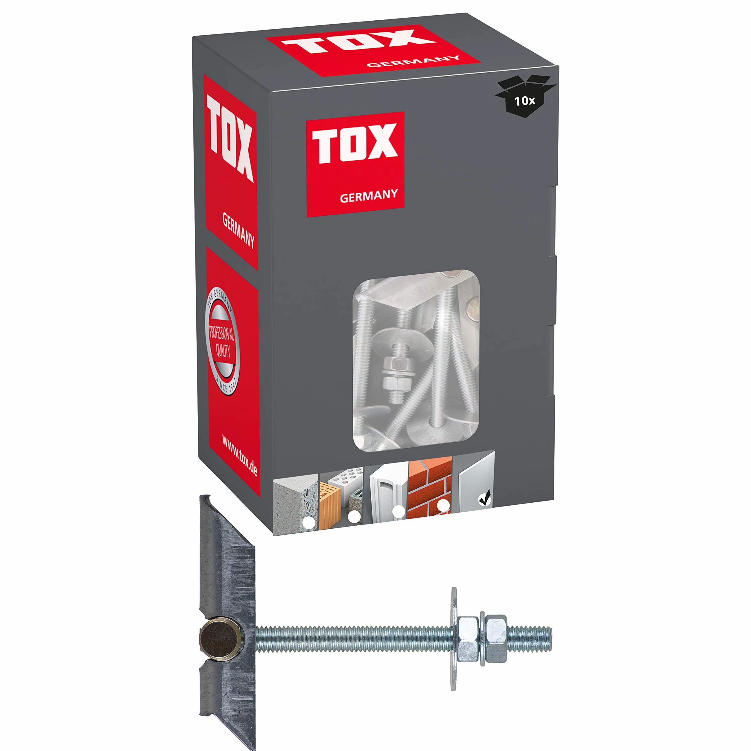 TOX Tapón inclinable Spagat Pro M8 mm, 10 unidades, 023100171, plateado