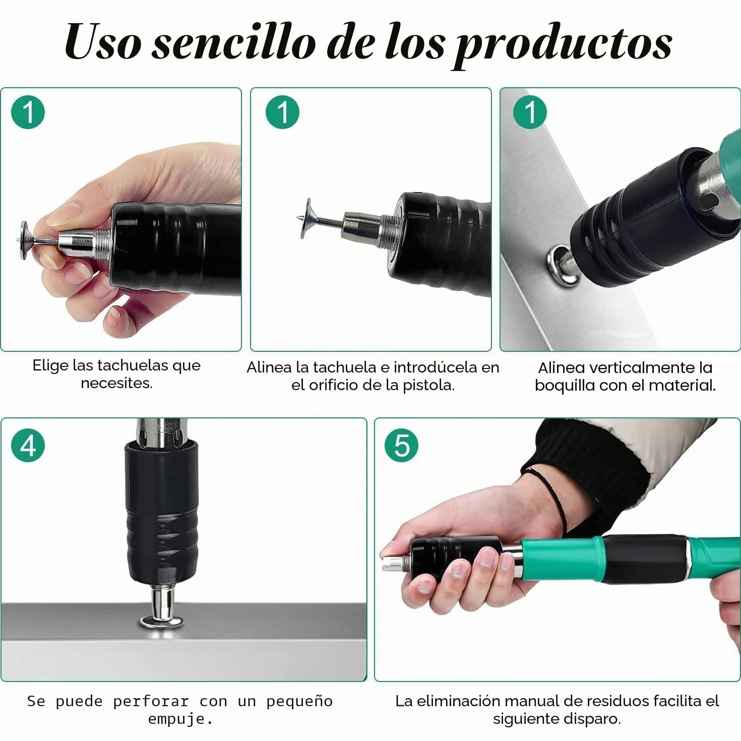 Pistola de Clavos para Hormigon Neumatica, Clavadora Hormigon, Nail Gun, Pistola de Impacto Clavos con 200 Clavos Redondos - para Acero y Concreto - Fácil de Usar