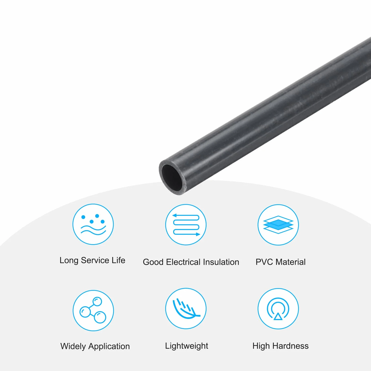 QUARKZMAN 30cm Tubo Rígido PVC 6x8mm ID*OD Alto Impacto Acuario Tubería Agua Piscina Riego Fontanería Gris Oscuro 2pcs