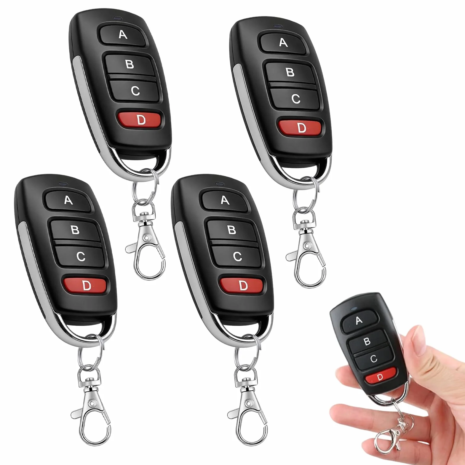 4Pcs Unidades de Control Remoto Puerta 433.92 MHz, Mando Universal Para Puerta de Garaje,Universal Código Rodante Duplicador,Control Remoto Puerta 433.92 MHz,4 Botones Control Remoto Puerta Automática