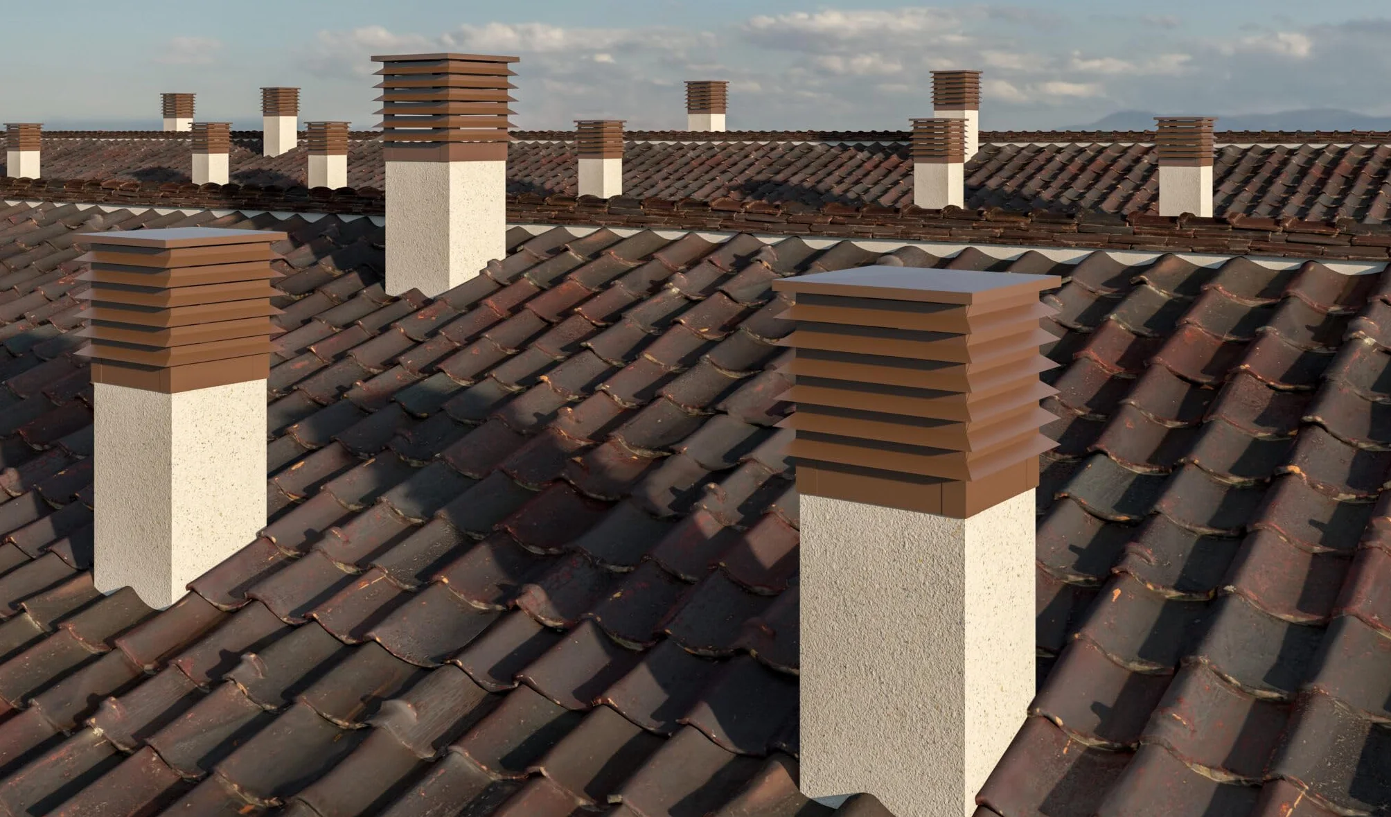 JOIMA - Remate de Chimenea de Aluminio. Modelo LETUR 6 LAMAS. 50 CM ANCHO x 70 CM LARGO x 50 CM DE ALTO. Fabricación bajo Pedido