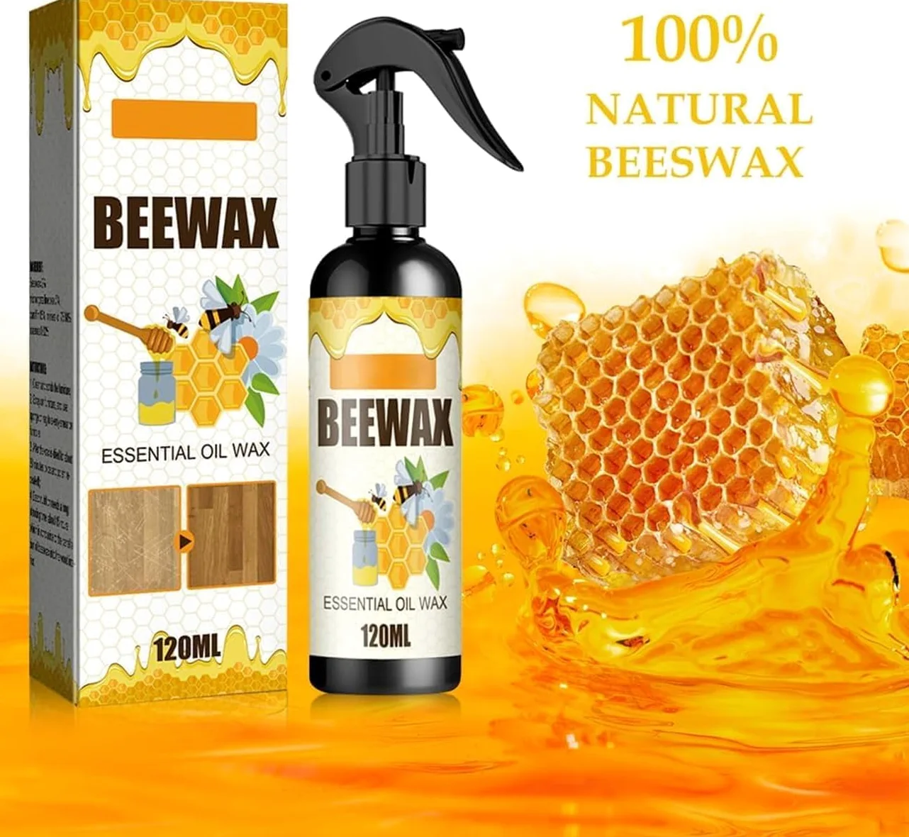 Cera de Abejas Pulimento para Muebles de Madera,2026 Upgrade Multi-Purpose Beeswax Wood Polish for Living Rooms,Kitchens,Wood Furniture Floors (2PCS)