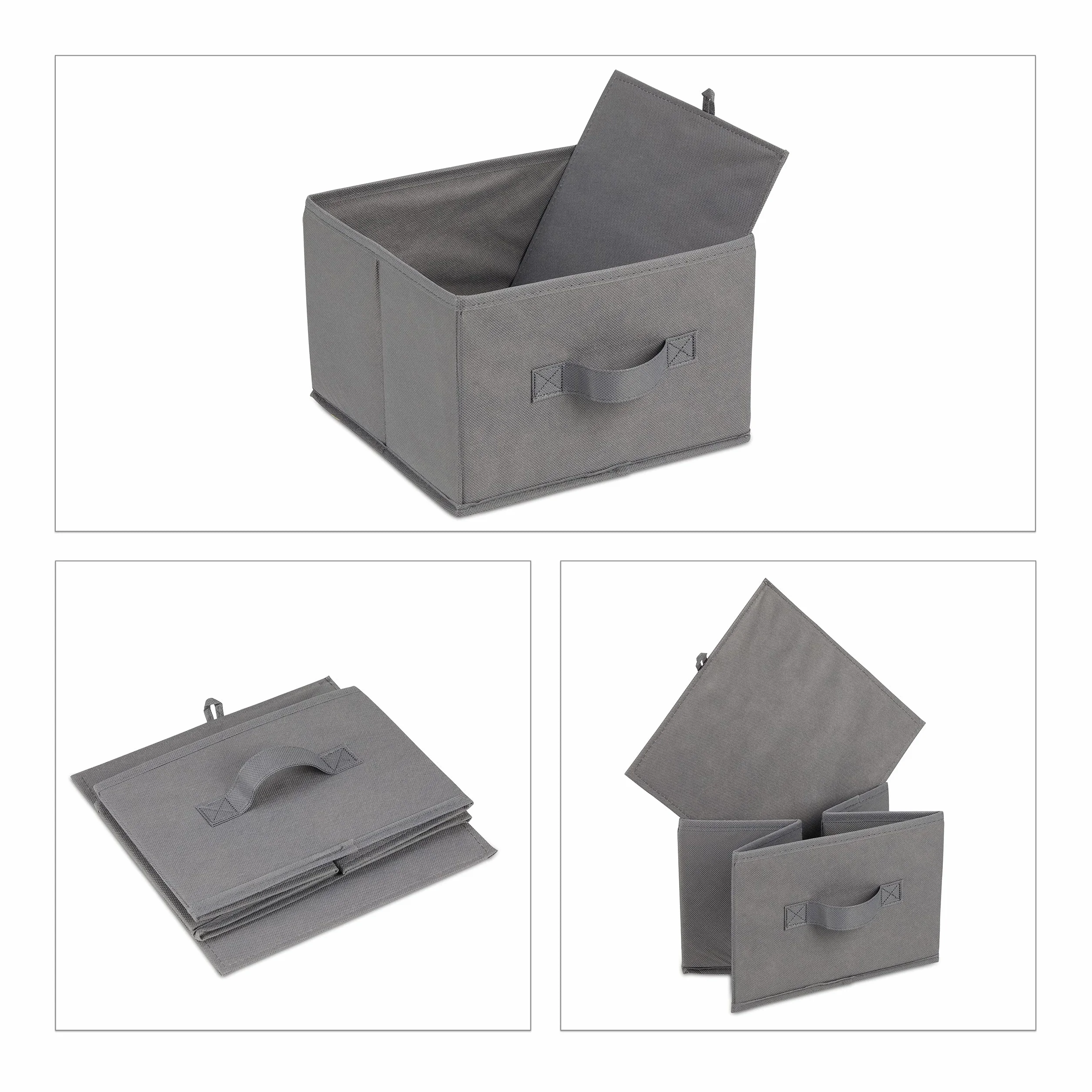 Relaxdays Estantería Baño 3 Cestas Plegables Almacenaje Repisa Pequeña 65x28x25,5 cm Gris