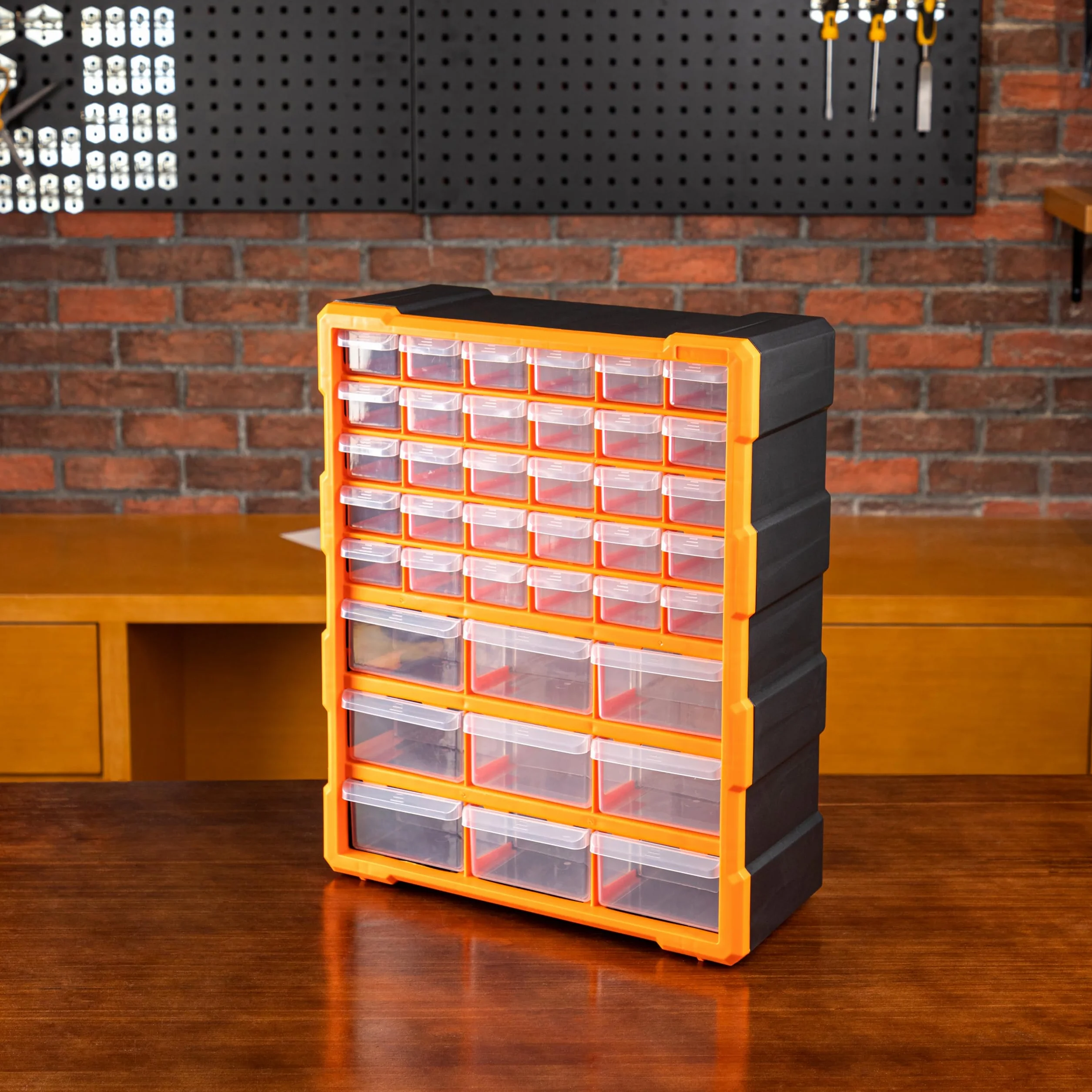 Amazon Basics Organizador de herramientas armario fijable pared 39 cajones Negro 38x15.9x47.3 cm