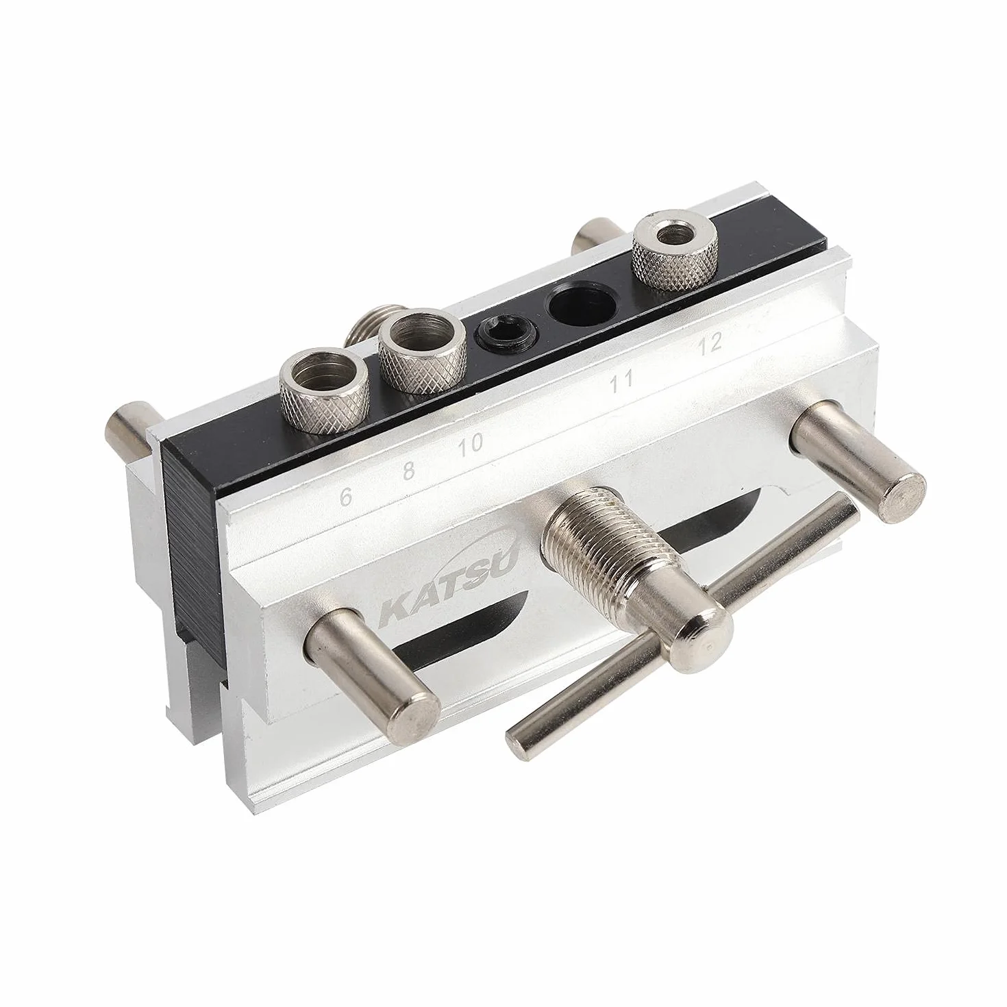 KATSU Kit de Plantilla de Clavija Autocentrante, Tamaños Métricos, Guía de Taladro, Herramienta de Localización de Posicionador de Carpintería para Maderas Gruesas 105408