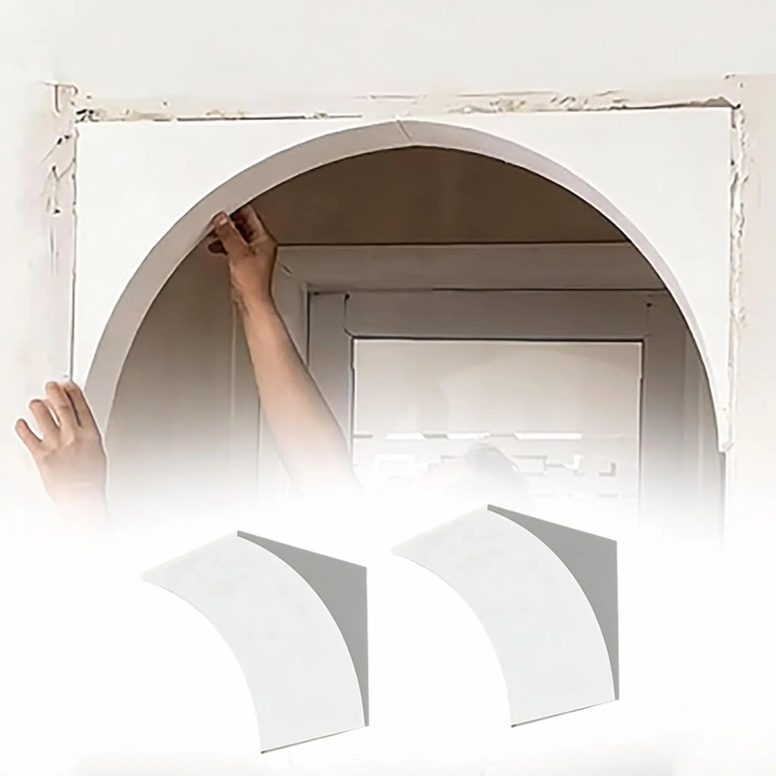 Kit de arco de medio círculo para pintar, 2 piezas de arco redondeado para puerta, kit de arcos redondos de medio círculo superior, elegante y moderno, para salas de estar y dormitorios