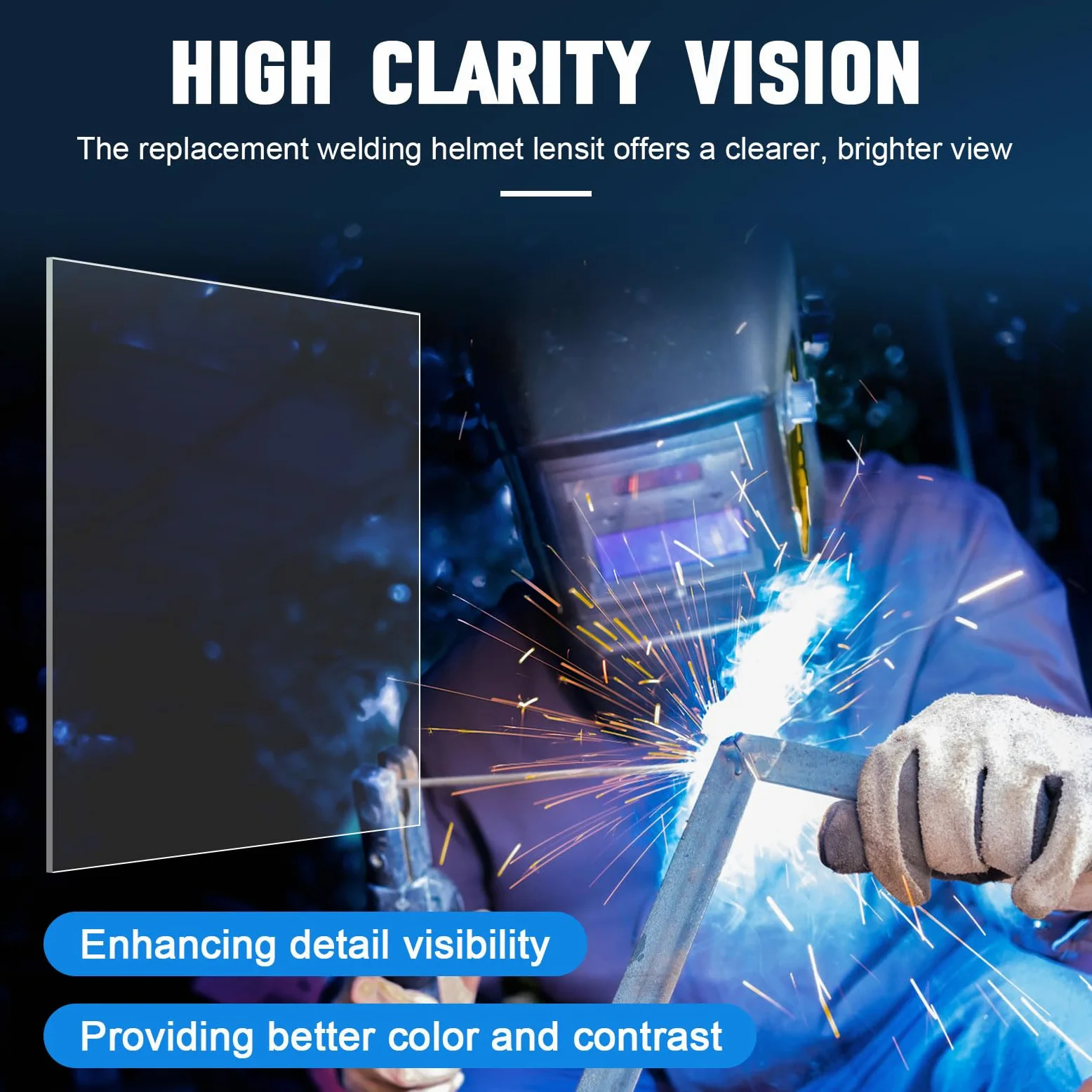 20 lentes de cubierta de casco de soldadura serie 3350 para Lincoln Electric Viking | Lente transparente de repuesto para capó interior y exterior del casco, 3.7 x 3.5 x 0.4 pulgadas, 4.5 x 5.34 x 0.4 pulgadas