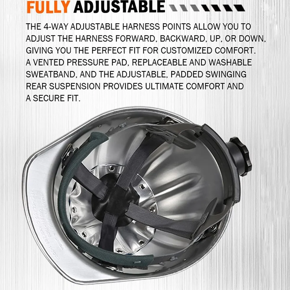 Casco de Seguridad, Casco de Aluminio Casco Protector Ajustable El Refuerzo de aleación de Aluminio en la Parte Superior es más Seguro y eficaz para Evitar pinchazos