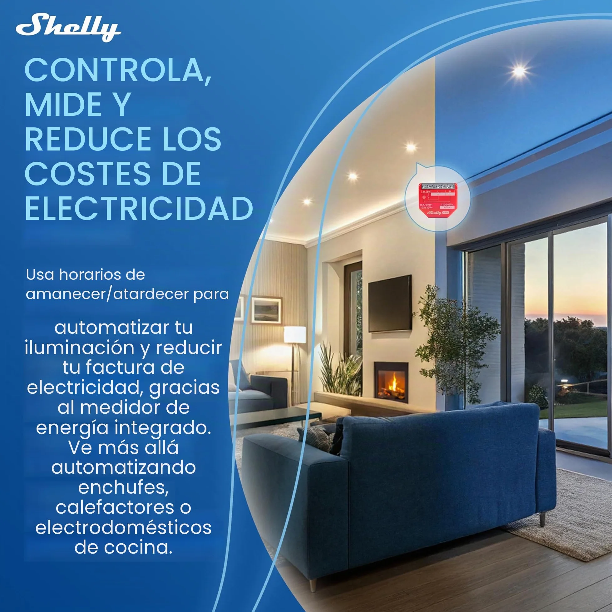 Shelly 1PM Gen4 Módulo interruptor inalámbrico Matter Zigbee Wi-Fi 1 canal 16A Medición de consumo Relé de luz Control app voz Alexa Google Apple HomeKit 4 Piezas