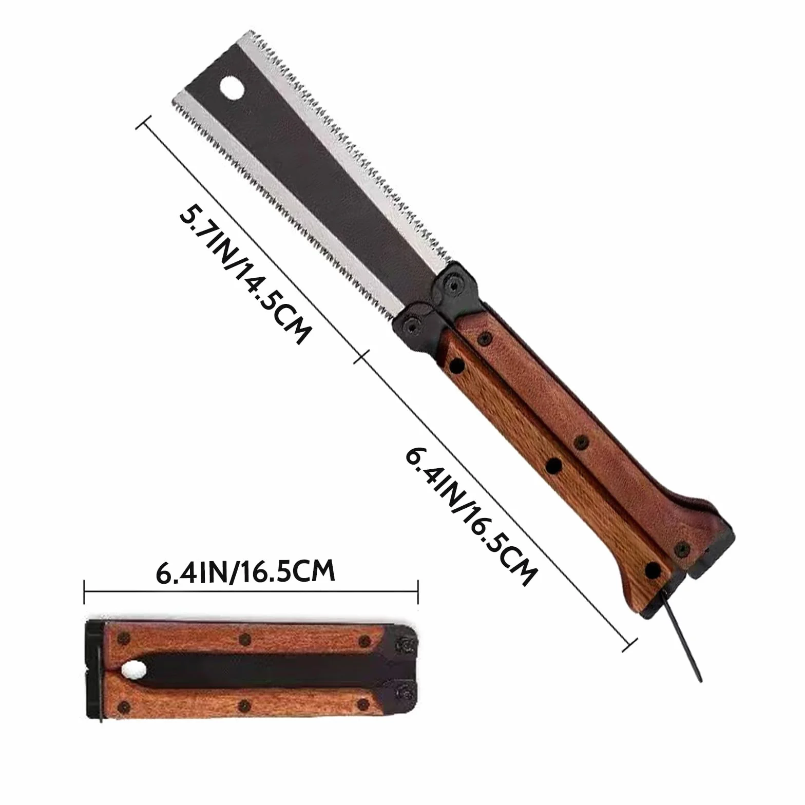 HAISHANG Sierra de Mano Japonesa Plegable de 16 cm con Hoja SK5 de Doble Filo 13/14 TPI, Dientes de Corte en Tres Caras, Sierra Portátil para Carpintería y Bricolaje