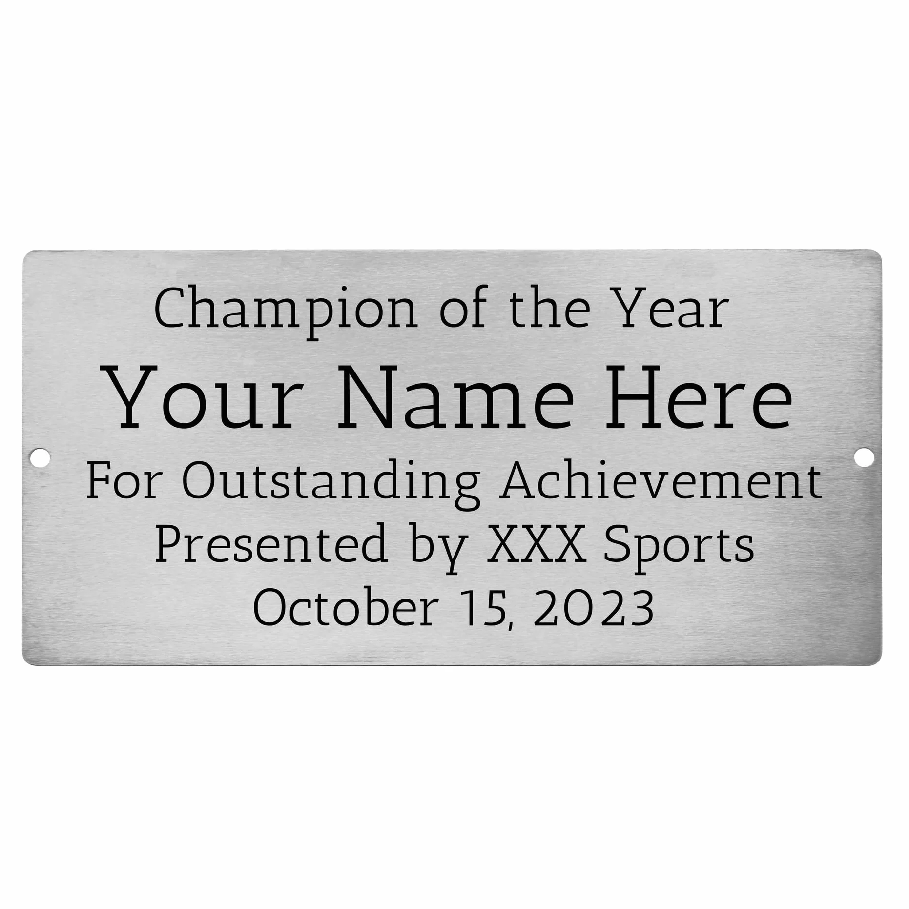 Placa Grabada con Nombre para Escritorios de Oficina Puerta Pared Trofeo Placa Buzon Personalizada con Tornillos (Plata, Esquina Redonda, 6" x 3")