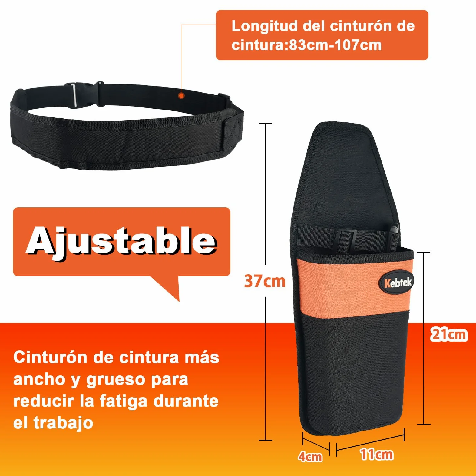Kebtek Bolsa de Herramientas Duradera para Tijeras de podar, versión más Gruesa, Forro de plástico, Funda de podadora añadida con cinturón Ajustable de liberación rápida y Hebilla magnética de