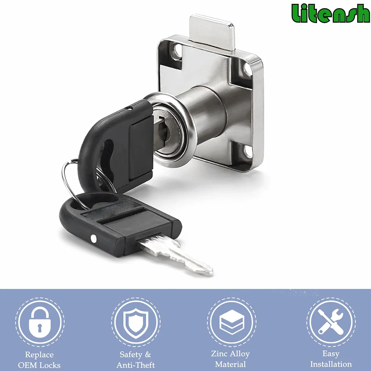 Cam Lock 22mm Cerradura de Seguridad para Gabinete con Llave Muebles Armario Buzón