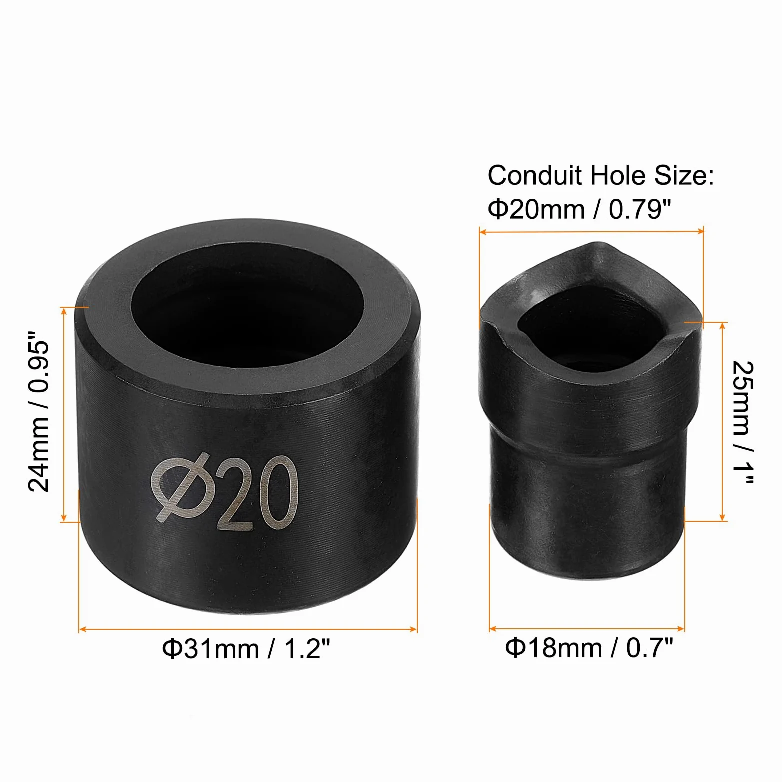 uxcell Juego de 2 perforadores y troqueles de acero cromado de 20 mm para conductor hidráulico