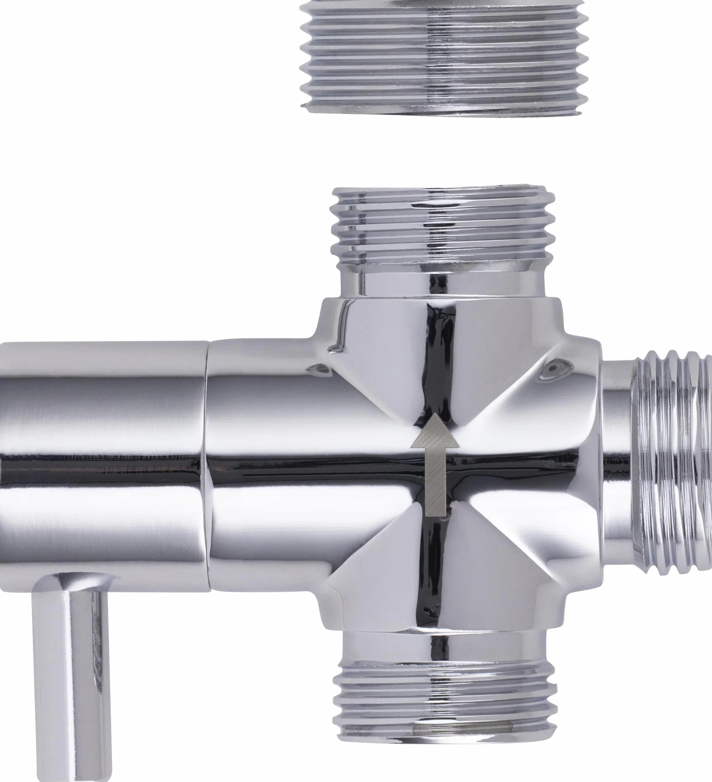 Inversor de ducha 3 vías 1/2" + adaptador 3/4" | Cromado con mando selector | Ideal para grifos o columnas | Resistente y fácil de instalar | EUROSANIT