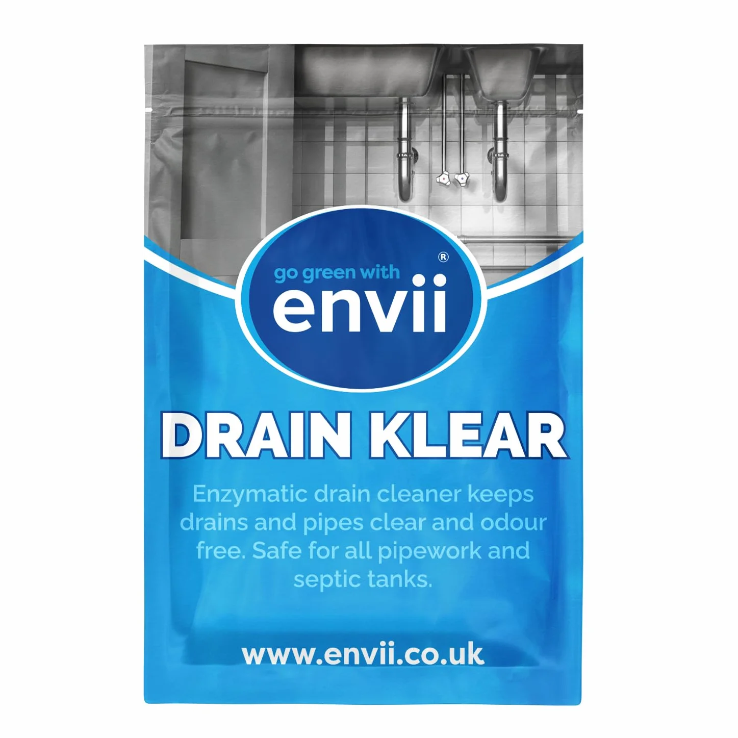 envii Drain Klear - Limpiador de desagües enzimático natural, desatascador fuerte de fregadero de cocina para tuberías, elimina el olor y limpia los desagües obstruidos, seguro para tanques sépticos