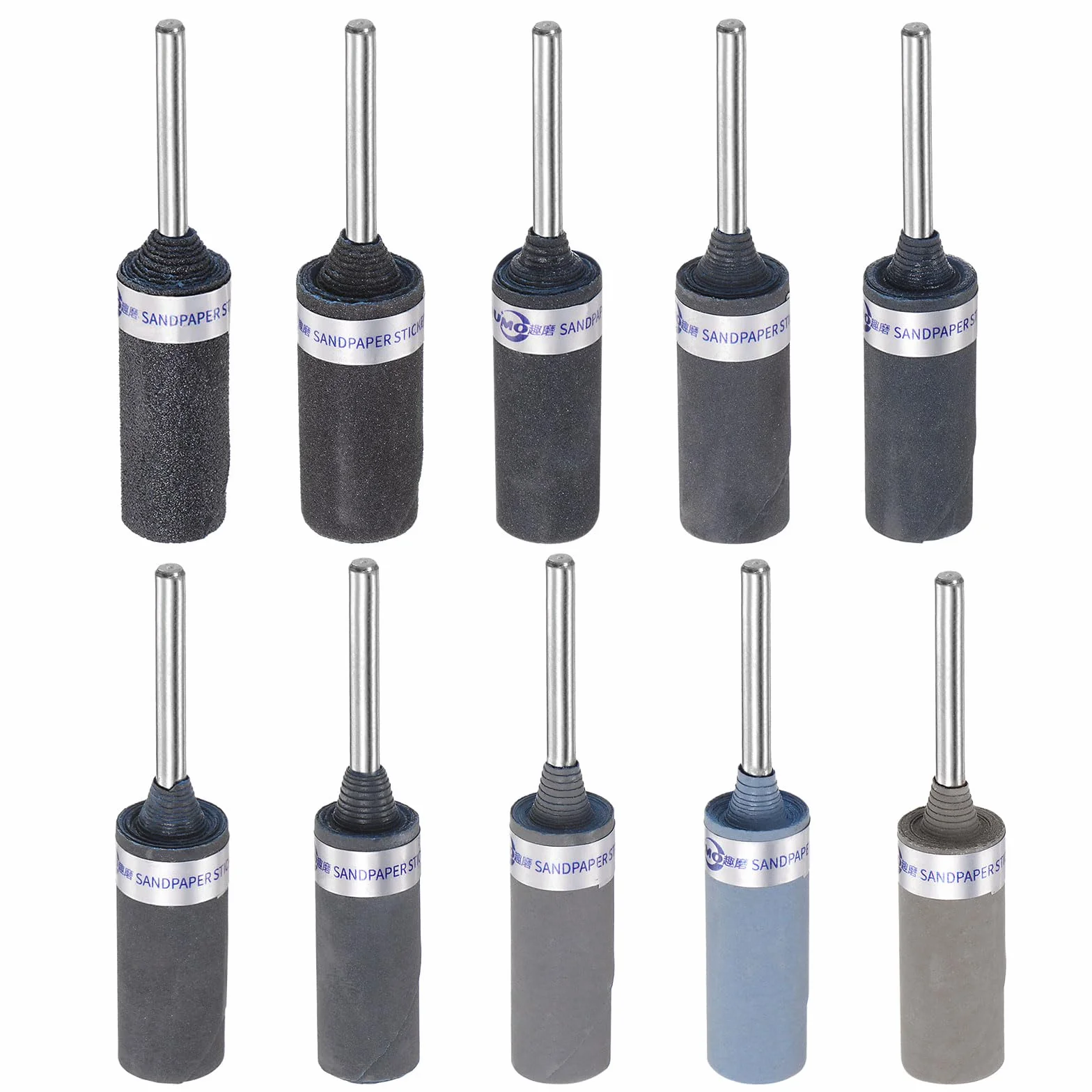QUARKZMAN Kit de 10Uds Rollos de Papel de Lija Abrasivo 180-7000 Grit con Vástago de 2.35mm para Mangas de Tambor de Lijado Y Cabezales de Rectificado para Carpintería, Metal