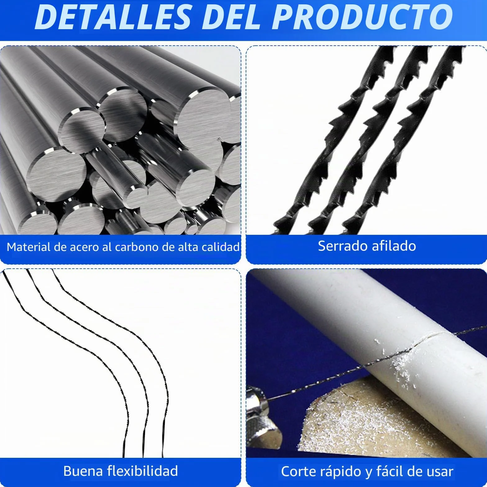 24PCS hojas de sierra de marquetería dentado espiral Nr. 1/2/3/4/5/6/7/8 para metal madera plástico