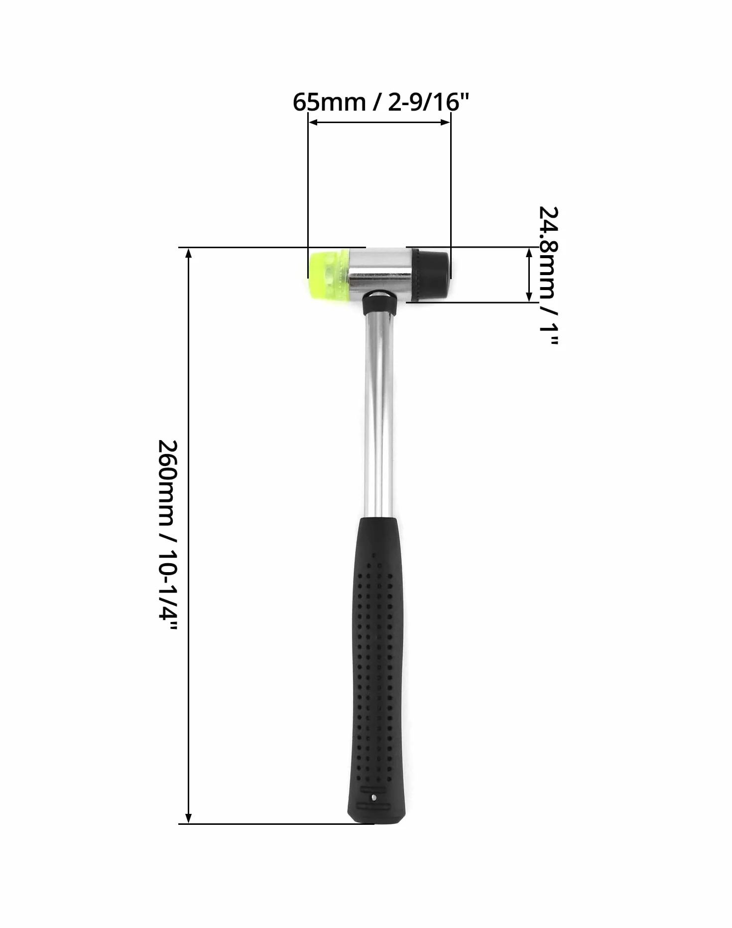 QWORK Nylon Martillo, Martillo de Goma de 25 mm con 2 cabezales de repuesto con empuñadura de goma antideslizante para joyería, herramientas artesanales de bricolaje, artesanía de cuero