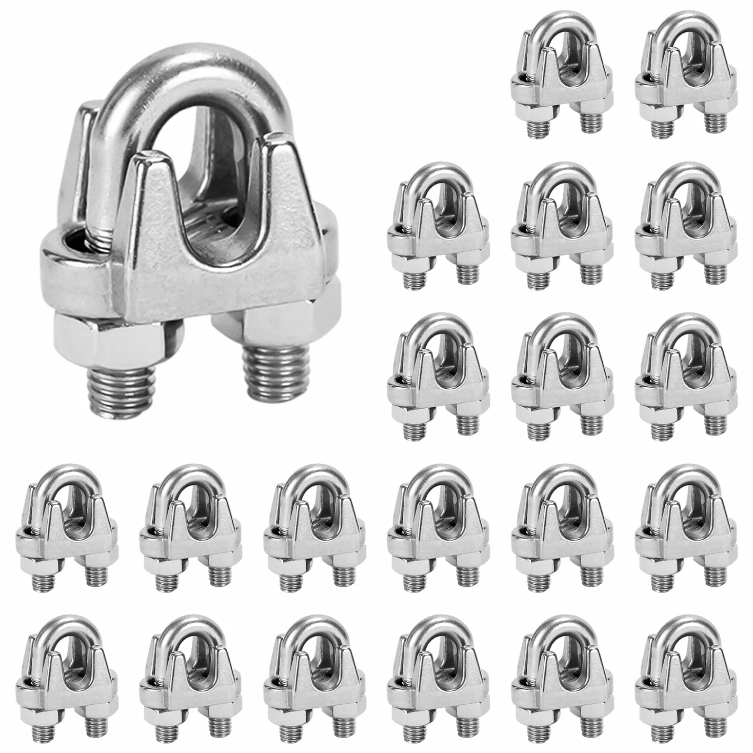 20 Piezas De Mandriles De Cable, Abrazaderas De Cable De Acero Inoxidable, Sujetadores De Sillín con Pernos En Forma De U, Adecuados para Muebles, Tuberías De Seguridad Y Equipos De Gimnasia.