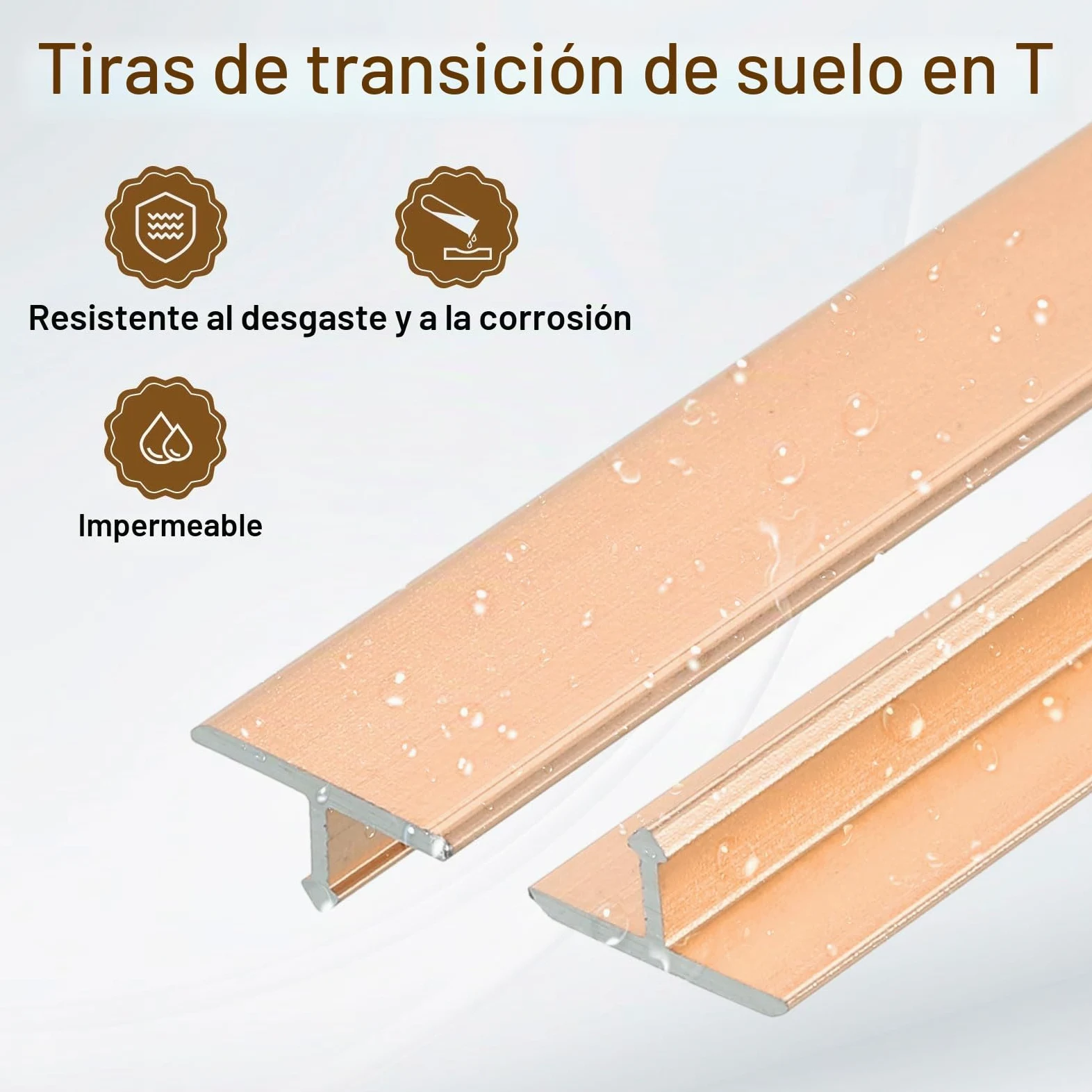 QUARKZMAN 3 Piezas 2.9 Pies x 0.39" T Moldura Tiras De Transición Para Pisos Aleación De Aluminio Cierre Para Brechas De Vinilo Entre Tablones De Laminado Baldosas Brechas En Pisos Dorado