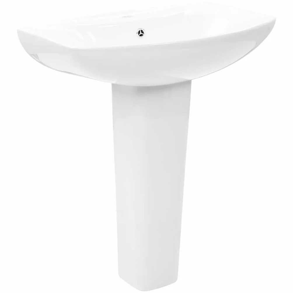 Festnight Lavabo de pie Lavabo con Pedestal en Cerámica Blanco 65x52x20 cm