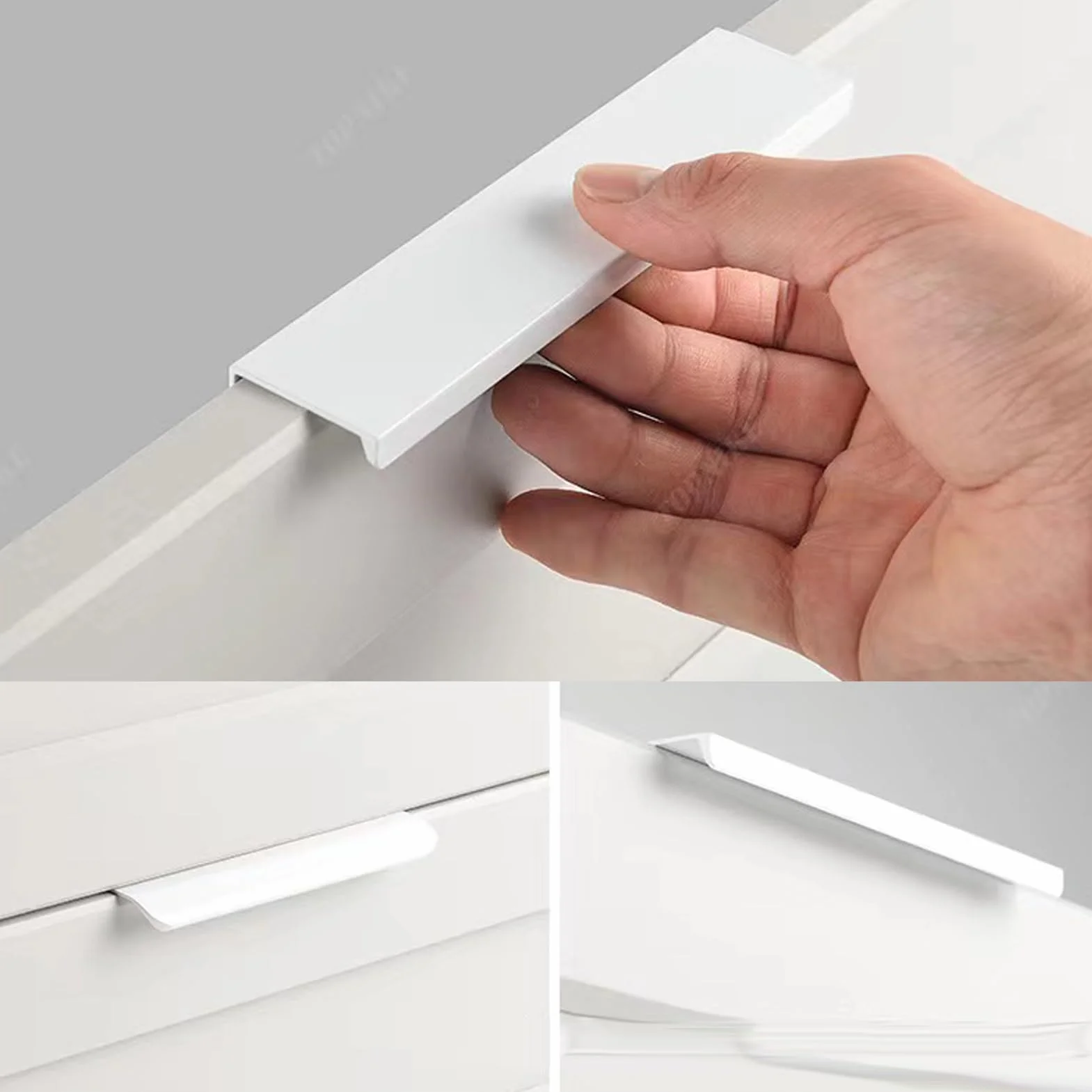 Tiradores Ocultos para Muebles 12 cm Blanco - Tiradores Invisibles para Puertas y Armarios de Cocina