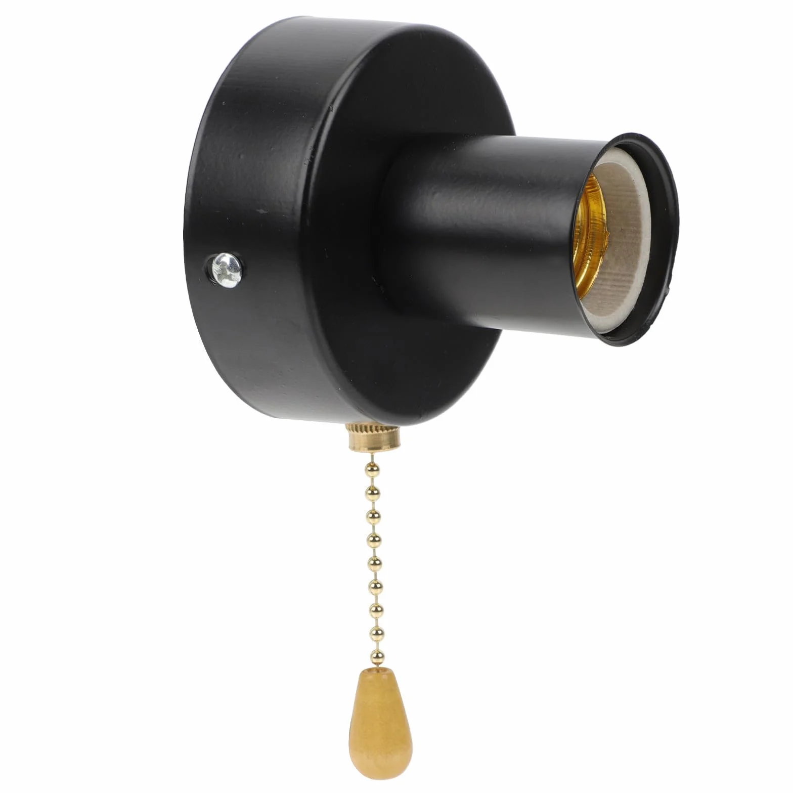 Portalámparas con Interruptor de Cuerda Negro Acero Inoxidable ULTECHNOVO para Lámparas de Dormitorio