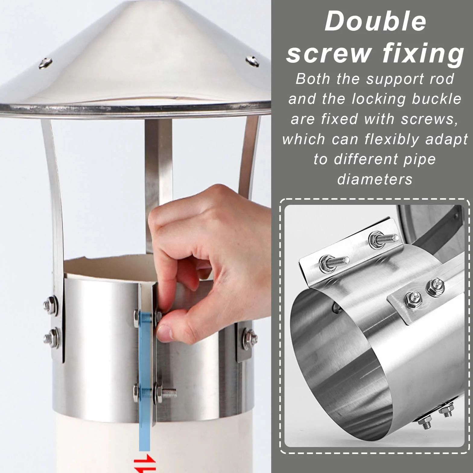 Cubierta de chimenea, 75 mm Tapa de lluvia de acero inoxidable, Cubierta para la lluvia de acero inoxidable, Cubierta para chimenea de acero inoxidable, conducto de escape, ventilación del techo