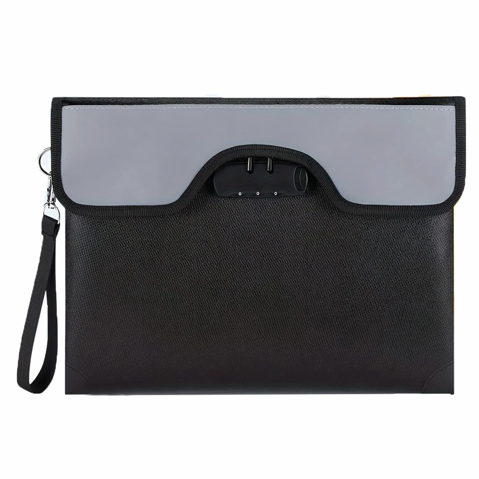 Bolsa ignífuga bolsa de documentos con cerradura, 35.5x25.4cm cartera impermeable, segura Bolsa ignífuga de almacenamiento para documentos pasaporte banco archivo dinero objetos de valor, negro