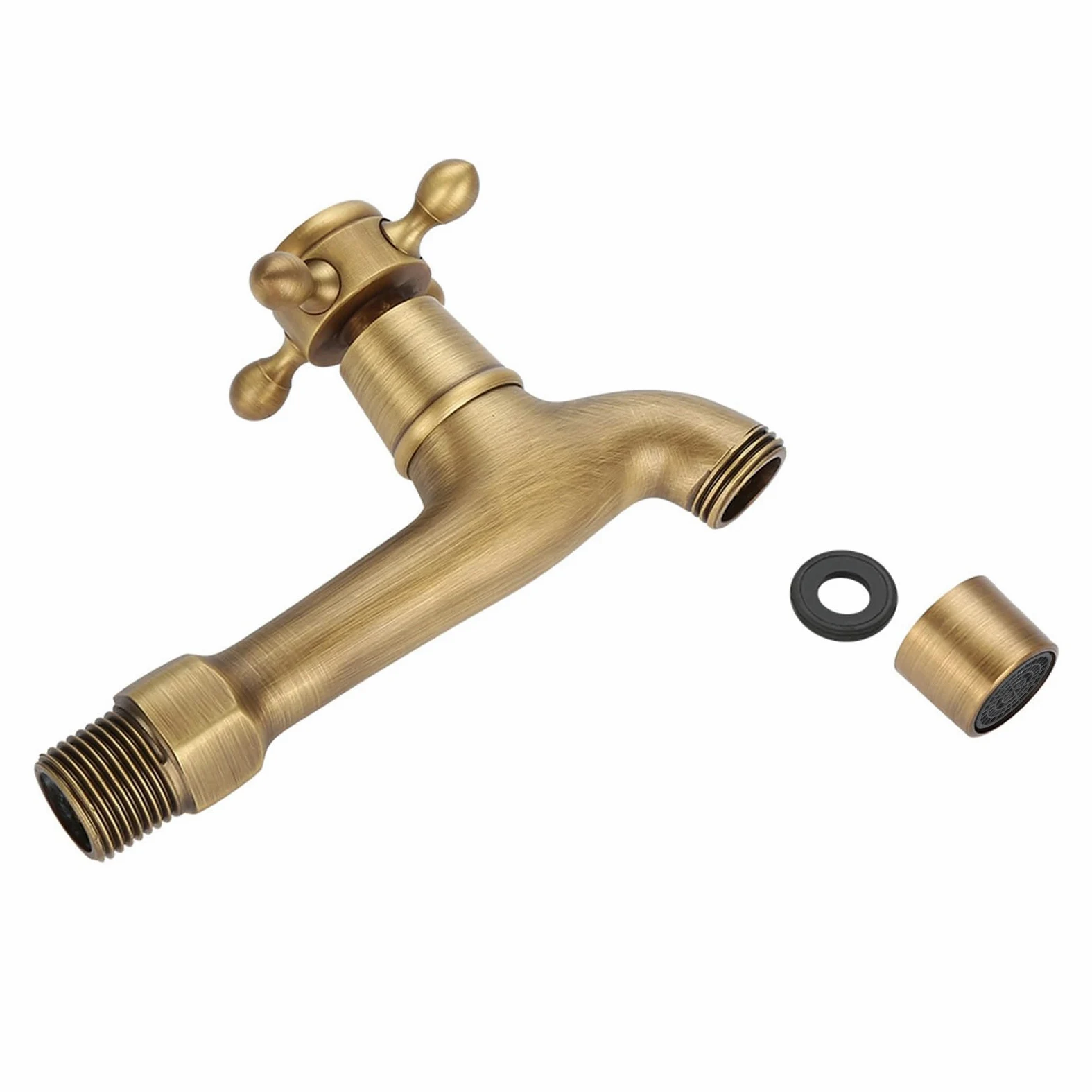 Grifo Vintage, Grifo de Montaje en Pared, Cocina Fregadero Agua Fría única Grifo para Lavabo Baño Jardín Grifo de Lavadora (Largo largo)