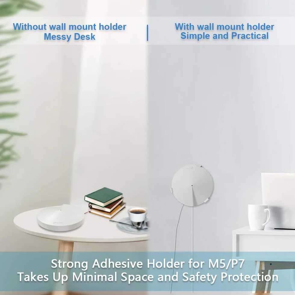 Soporte de Pared VHB Adhesivo para TP-Link Deco M5 y P7 Sistema WiFi de Malla para Todo el Hogar - Montaje Fuerte (Paquete de 3)