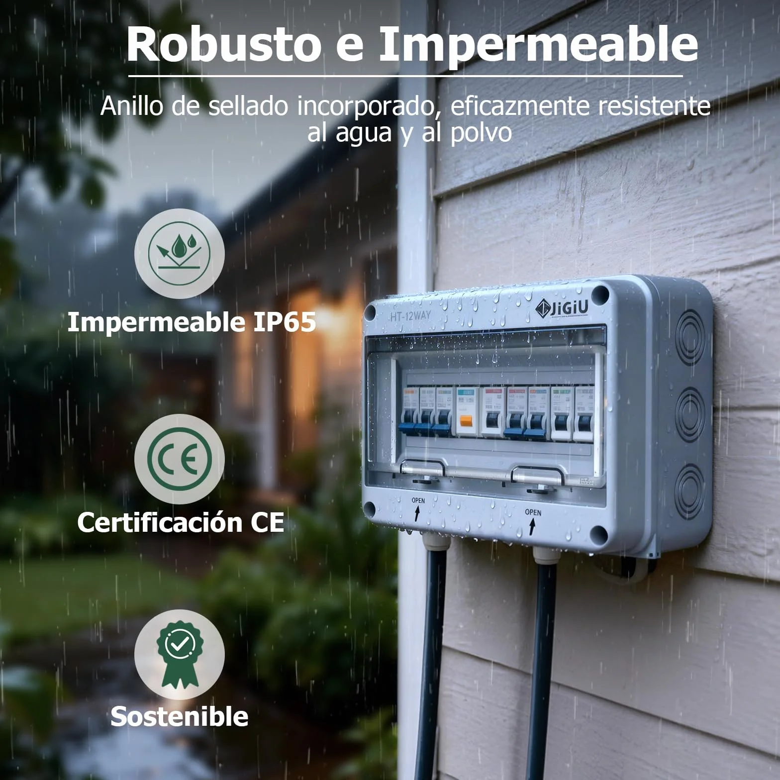 JiGiU Caja de Distribución de 12 Módulos, Caja de Fusibles Empotrada IP65, Carcasa Impermeable y Resistente a la Humedad Material ABSpara para Jardines, Columnas de Carga (255 * 200 * 110mm)