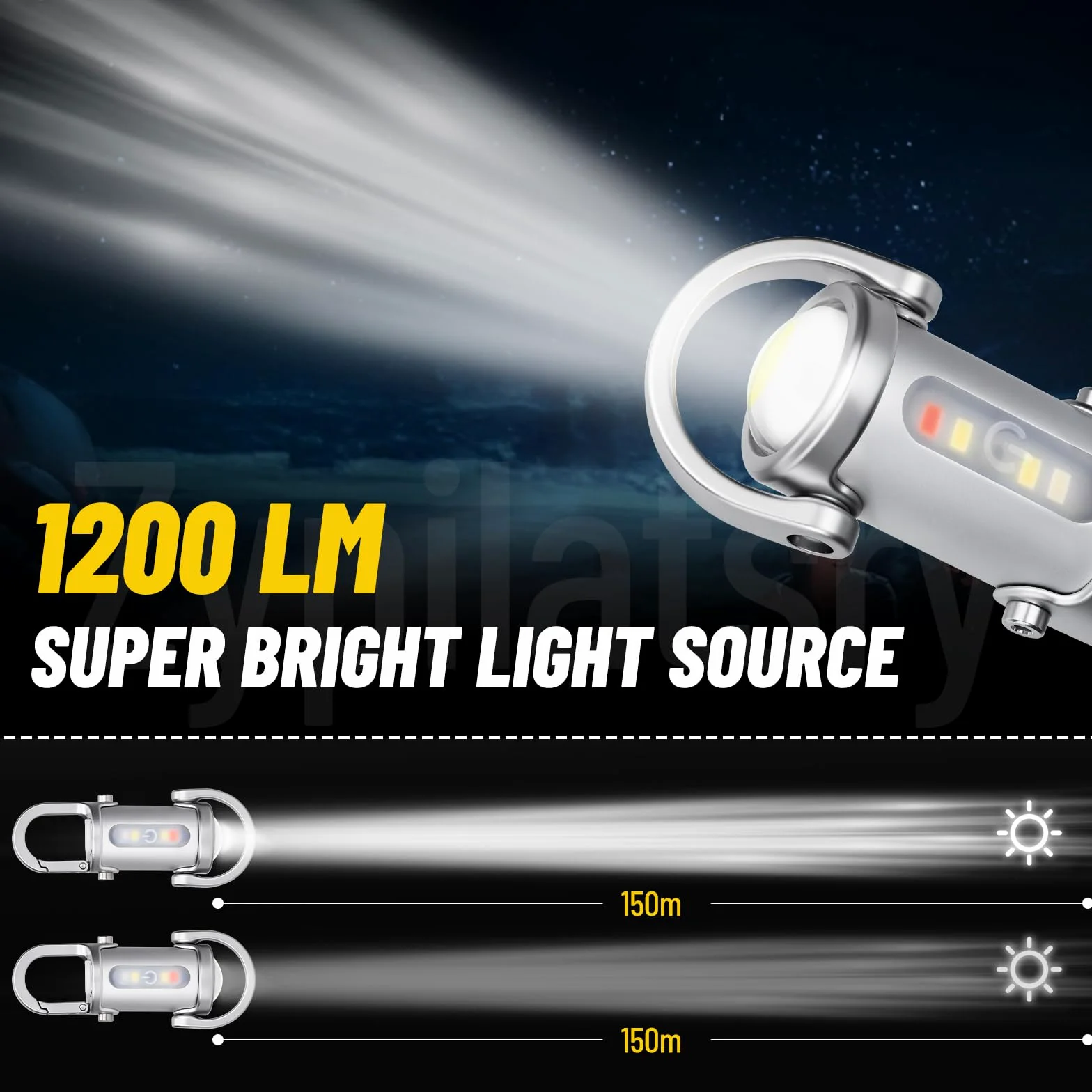 Mini linternas LED superbrillantes de 1200 lúmenes, recargable por USB, pequeña, impermeable, llavero de rescate, camping, color plateado